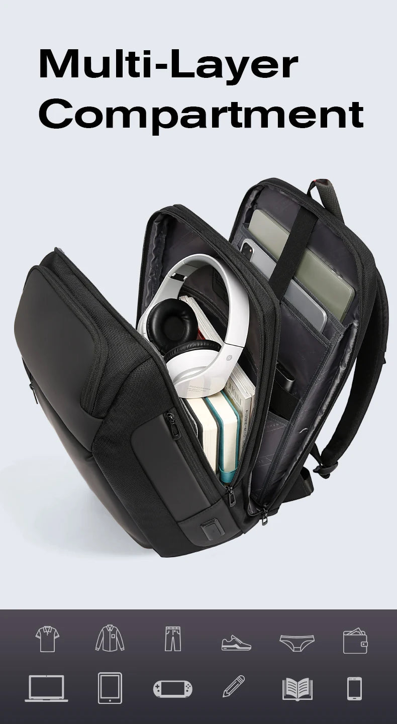 2024 New Fashion Men Business Backpack 15.6 in Laptop Backpack Work Man Bag Unisex Black Travel Male Backpack Mochila Waterproof