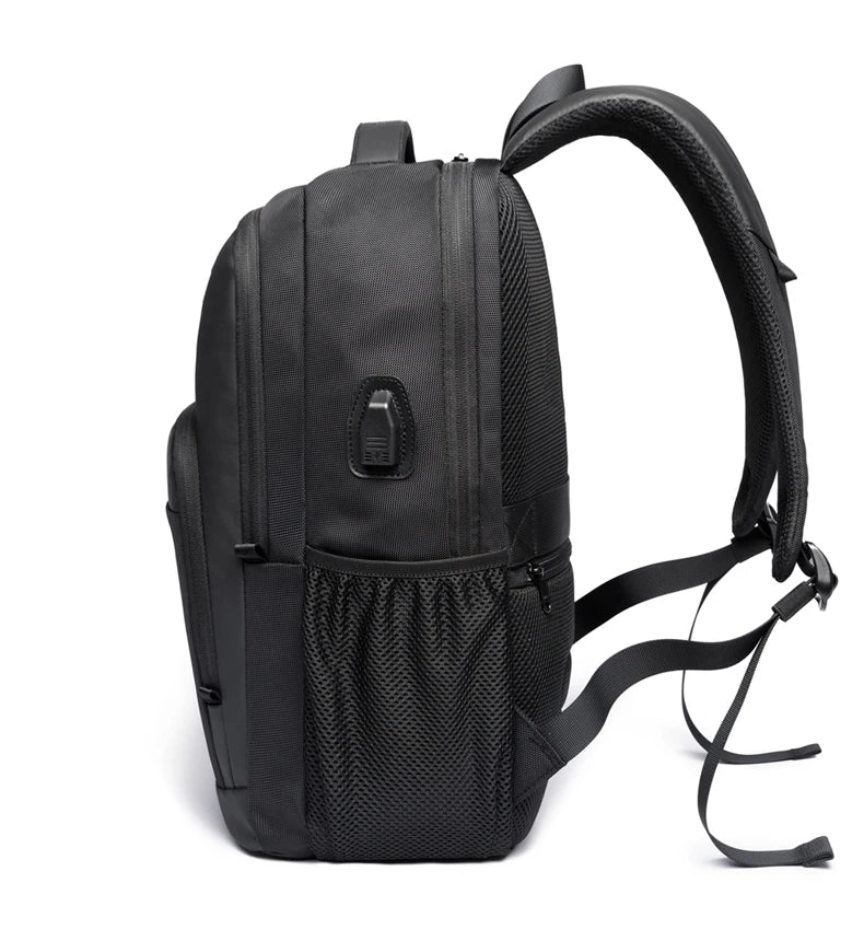 0055 BANGE Waterproof Backpack – 15.6 Inch Laptop Bag with USB Charging, Travel & School Rucksack for Men & Women