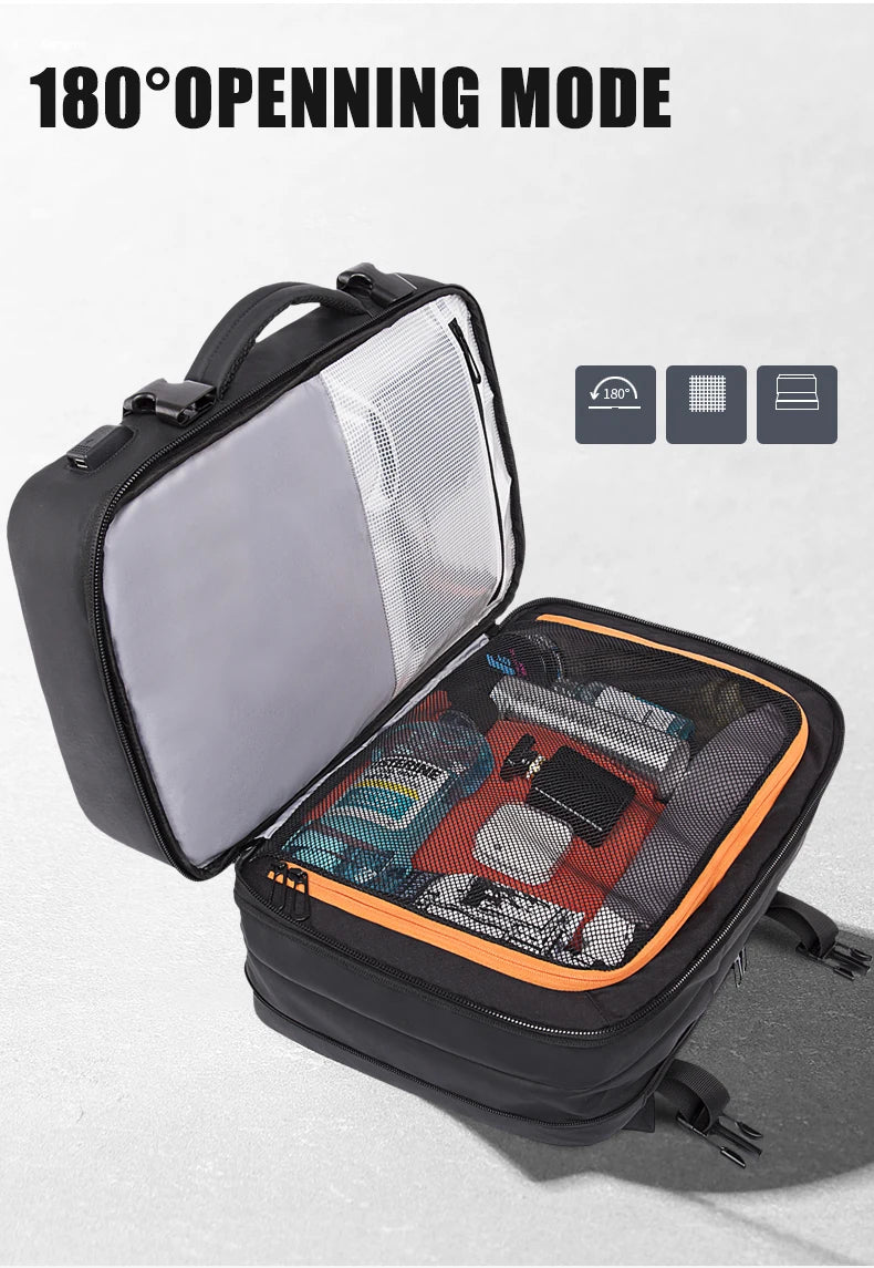 0015 BANGE Expandable Backpack – Waterproof 17 Inch Laptop Bag for Men, Travel & Work