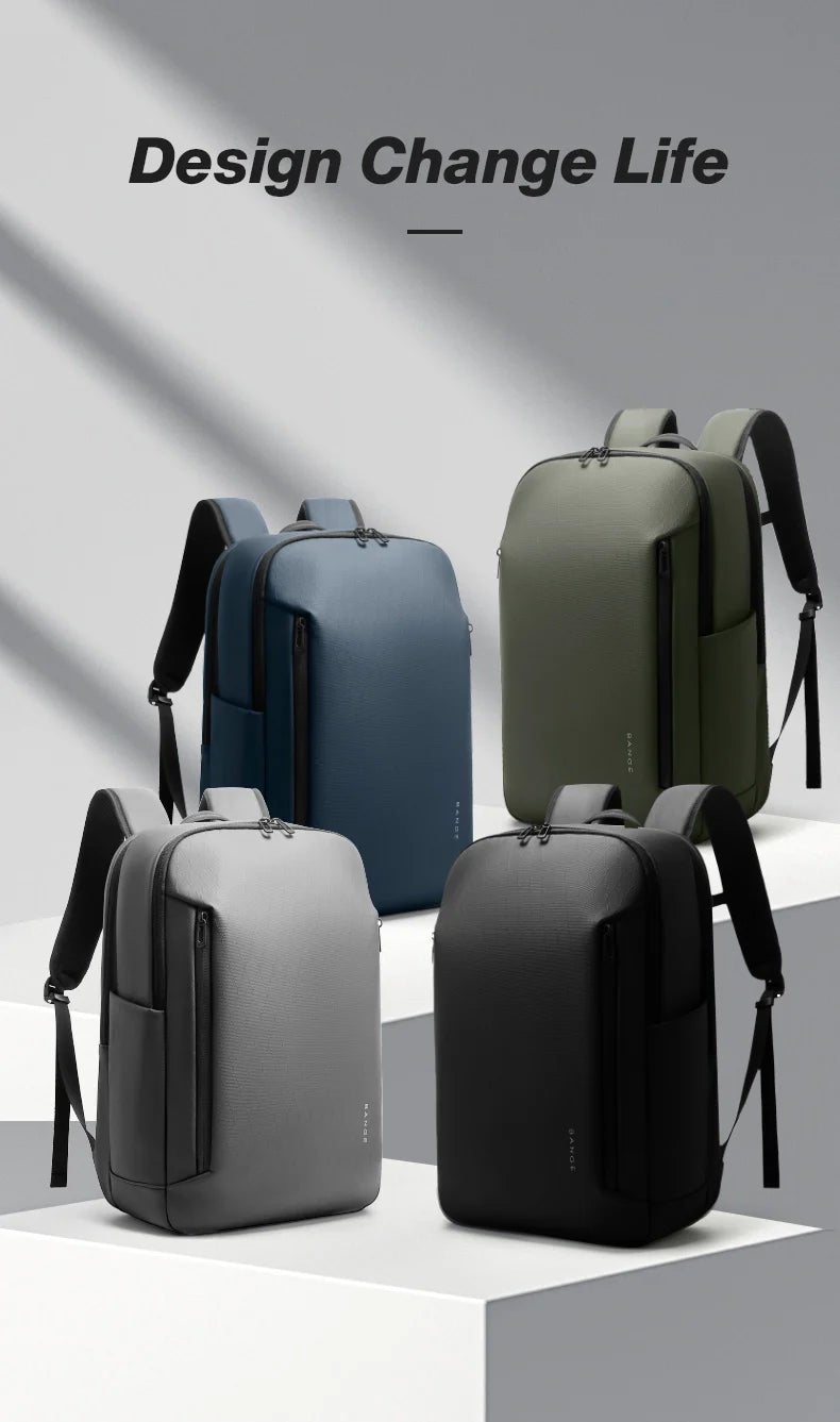 0053 BANGE Casual Backpack – Waterproof 15.6 Inch Laptop Bag, Multi-Pocket Travel & School Rucksack with YKK Zippers
