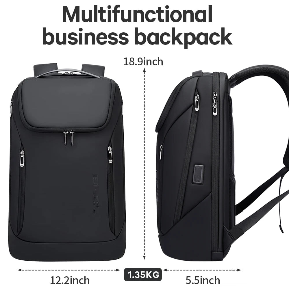 0037 BANGE Business Backpack – Waterproof 15.6 Inch Laptop Bag, Multifunctional Large Capacity Rucksack for Men