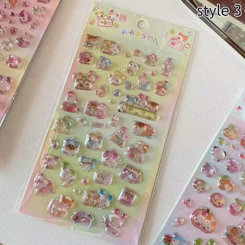 0121 3D Relief Jelly Cartoon Animal Stickers – DIY Phone Case, Diary, Scrapbook & Cute Stationery Decoration Gifts