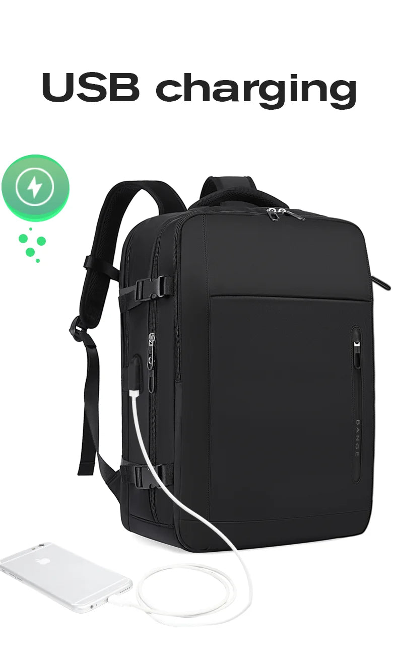 0018 BANGE Laptop Backpack – Waterproof 15.6 Inch Bag with USB Charging, Business & Travel