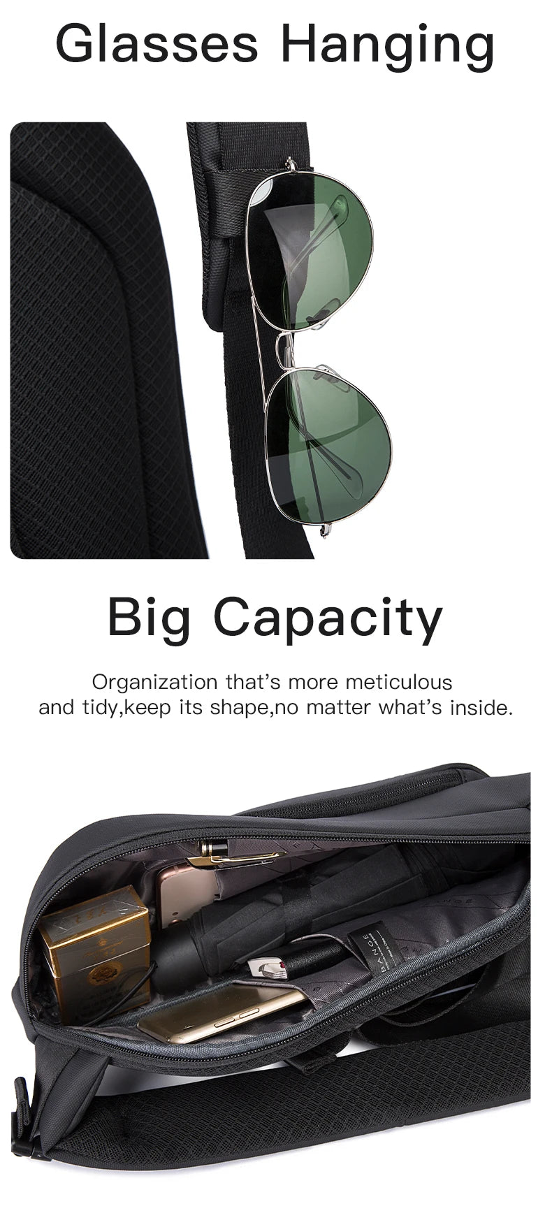 0031 BANGE Waterproof Chest Bag – Korean Style Sling Pack, Fashion Crossbody Satchel for Men