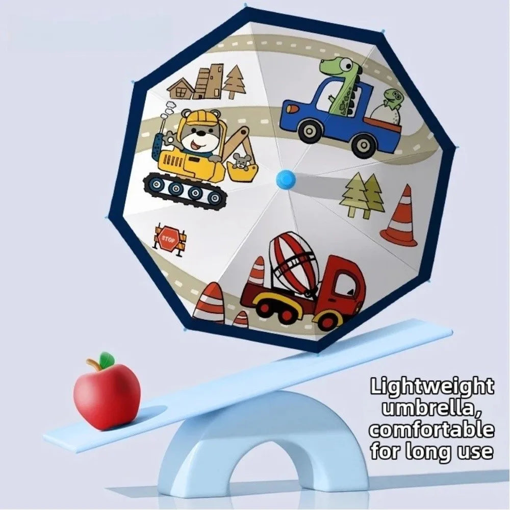 0142 Children’s Cartoon Umbrella – Lightweight, Safe & Colorful Kids Rain Gear with Animal Handle & Waterproof Cover
