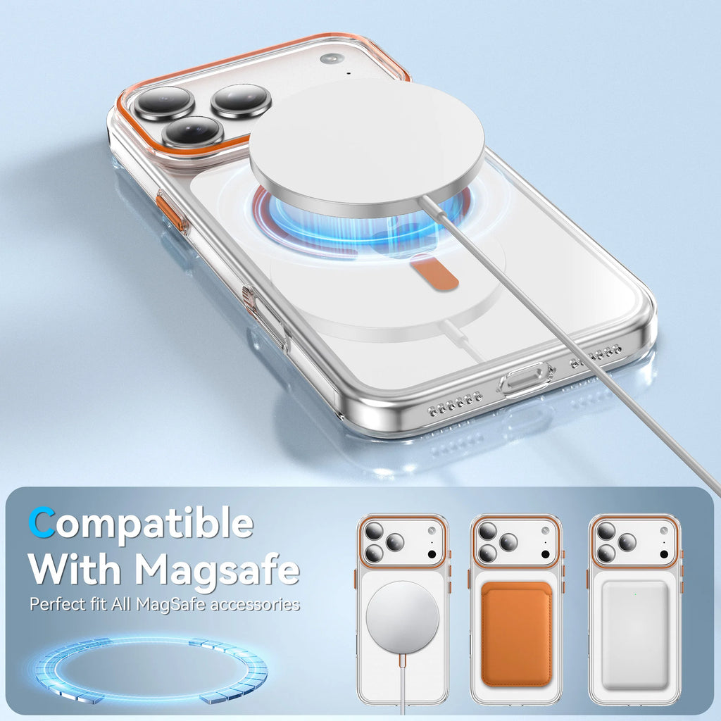 0071 Luxury Clear Magnetic Case – iPhone 17/16 Plus & Pro Max, MagSafe Shockproof Cover