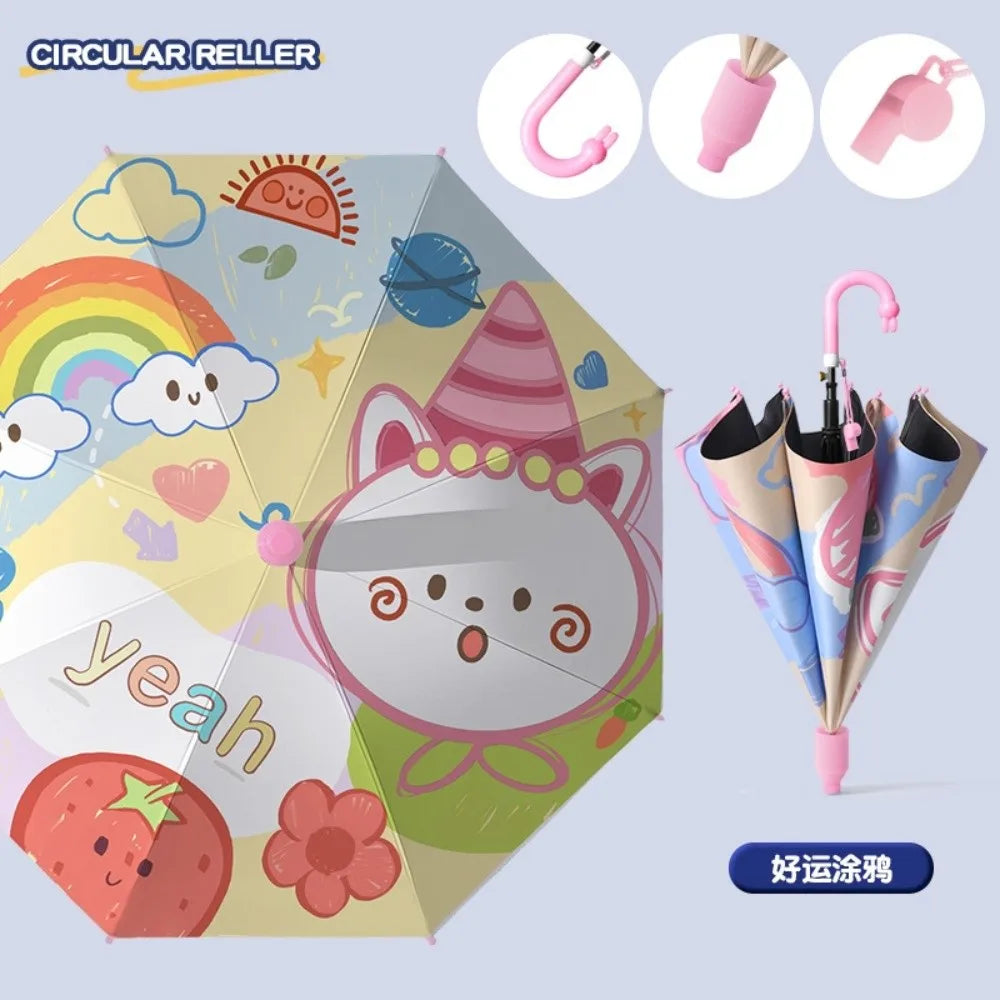 0142 Children’s Cartoon Umbrella – Lightweight, Safe & Colorful Kids Rain Gear with Animal Handle & Waterproof Cover