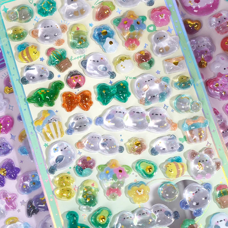 0117 Mini Japanese Style 3D Drop Relief Stickers – Cute Cartoon DIY Scrapbooking, Journaling, Stationery, Diary & School Decoration