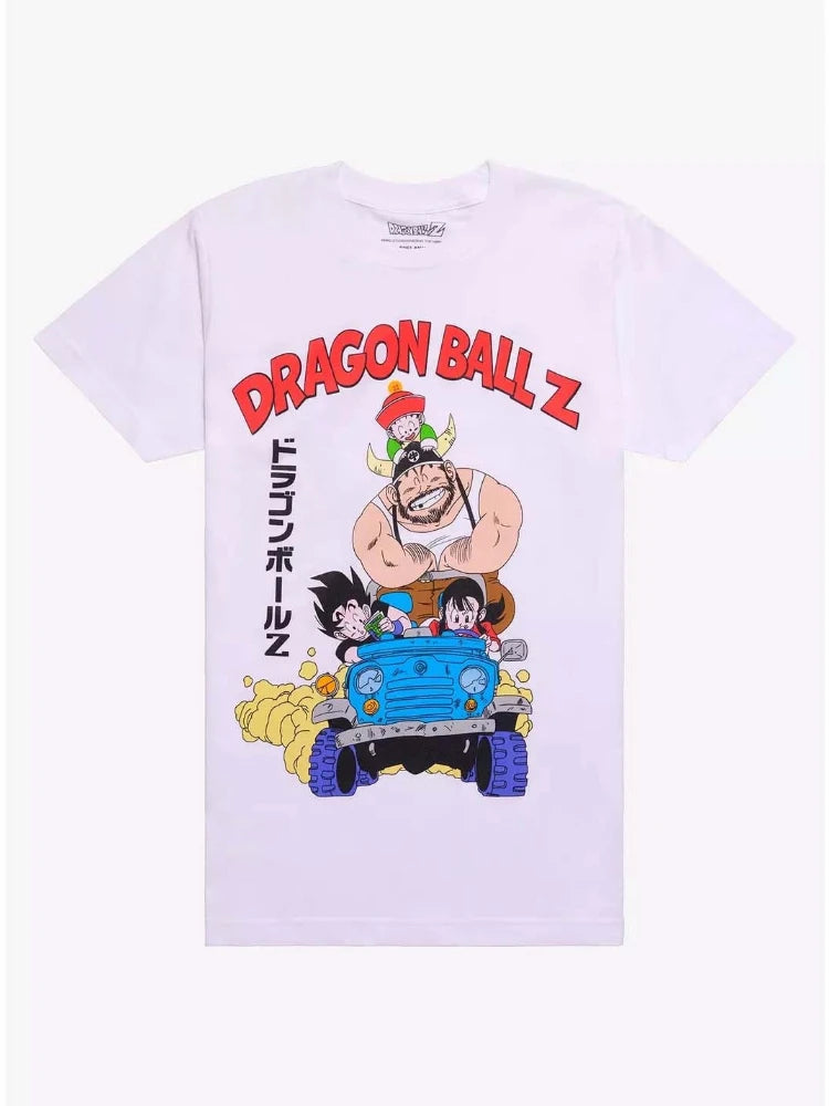 0090 Bandai Dragon Ball Z T‑Shirt – 2026 Group Drive Car Print, Men’s Short Sleeve, Parent‑Child & Plus Size