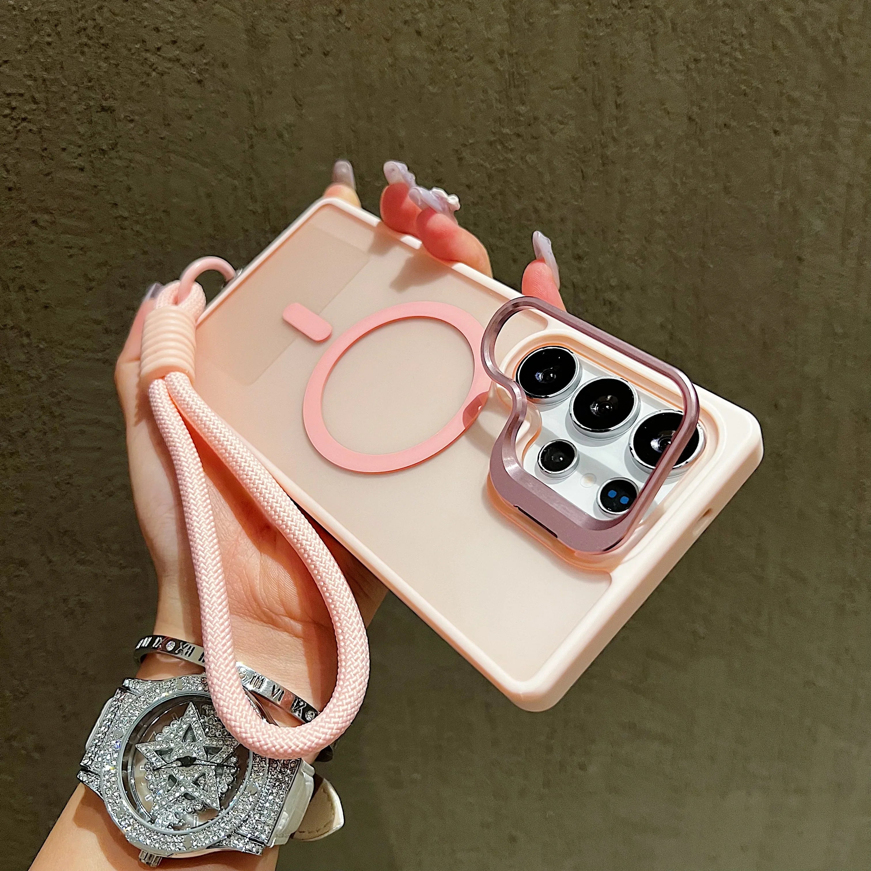 0070 Samsung Galaxy Magnetic Case – Translucent Shockproof Cover with Lanyard, Fits S26/S25/S24 Ultra, Plus, FE, A Series