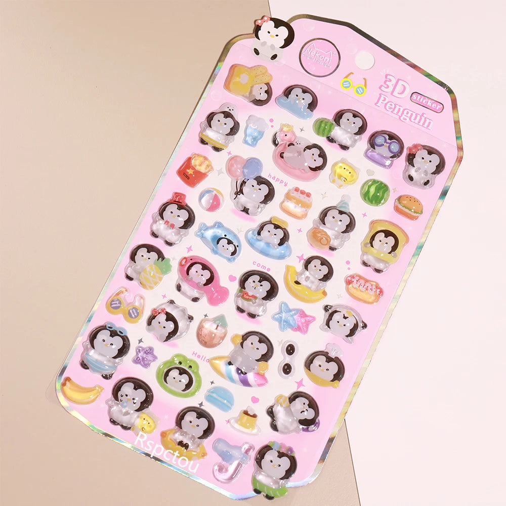 0120 3D Animals Penguin & Seal World Relief Stickers – DIY Scrapbooking, Journaling, Stationery & Cute School Supply Decoration