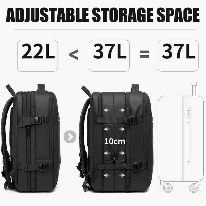 0015 BANGE Expandable Backpack – Waterproof 17 Inch Laptop Bag for Men, Travel & Work