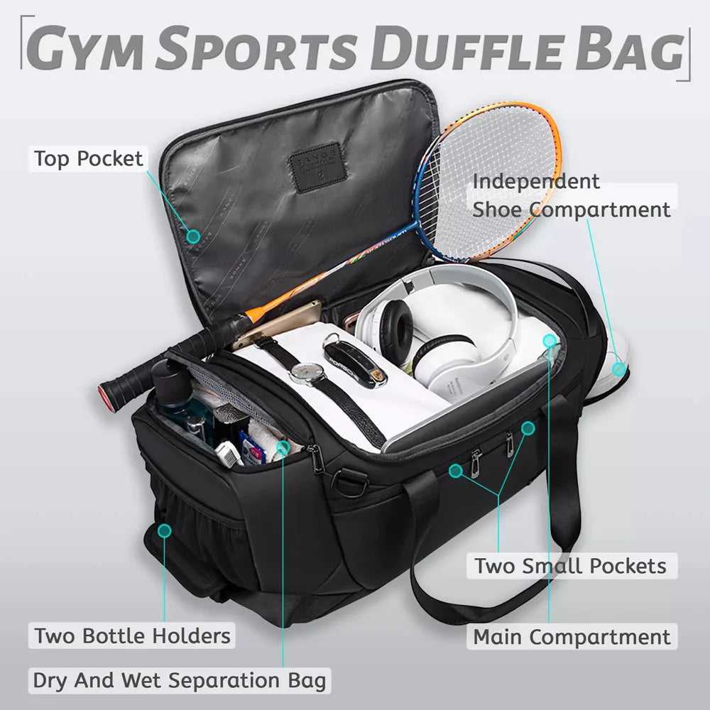 0017 BANGE Sports Gym Bag – Waterproof Duffel with Dry/Wet Separation for Men’s Fitness & Travel