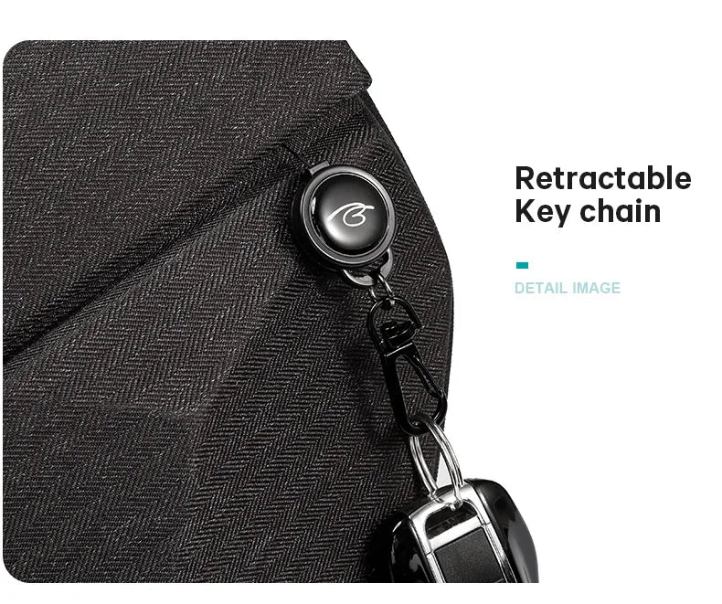 0029 BANGE Waterproof Sling Bag – Men’s Chest Pack with USB Charging, Fits iPad Mini