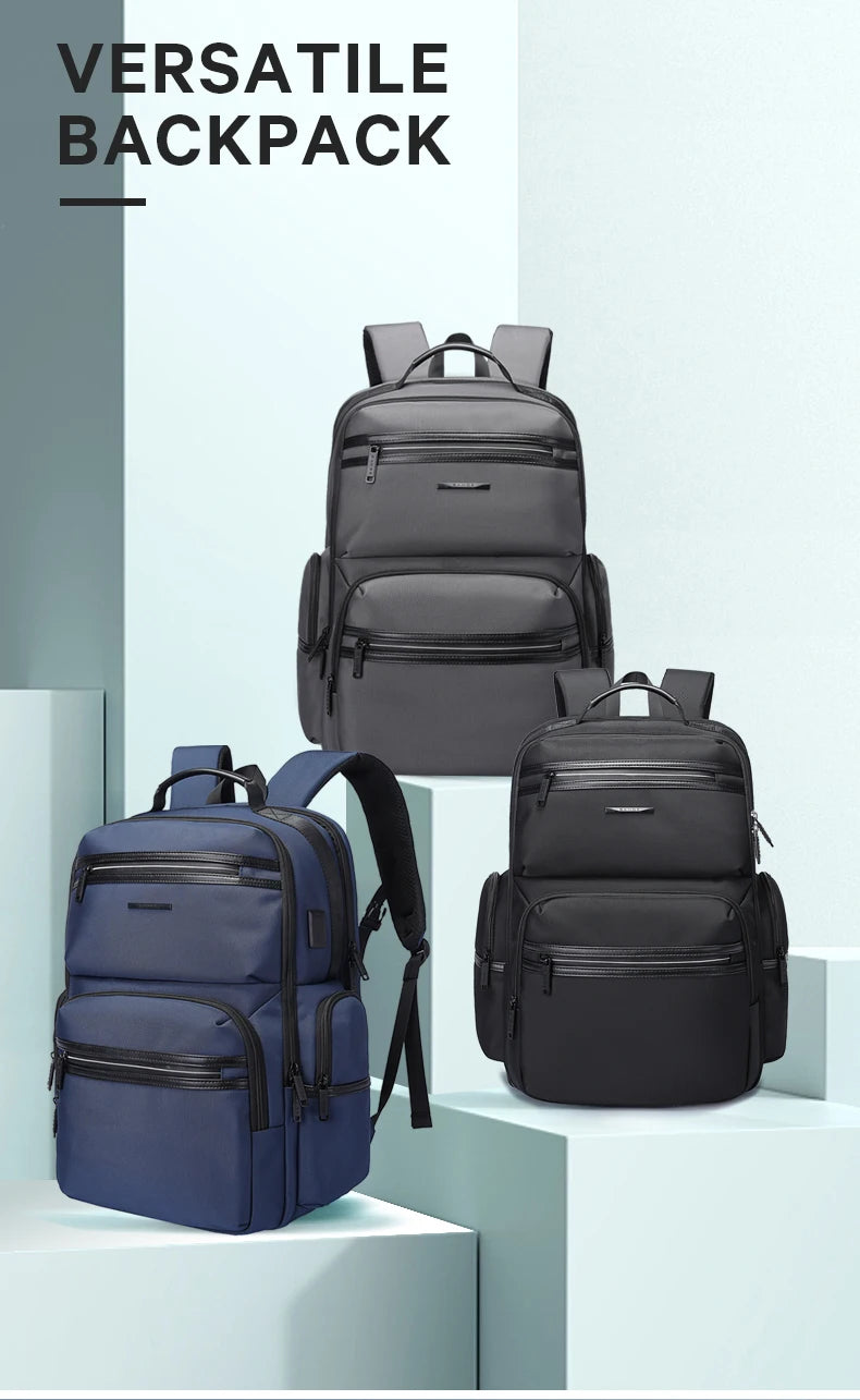 0057 BANGE Anti-Theft Laptop Backpack – Waterproof 15.6 Inch Oxford Bag with USB Charging for Men
