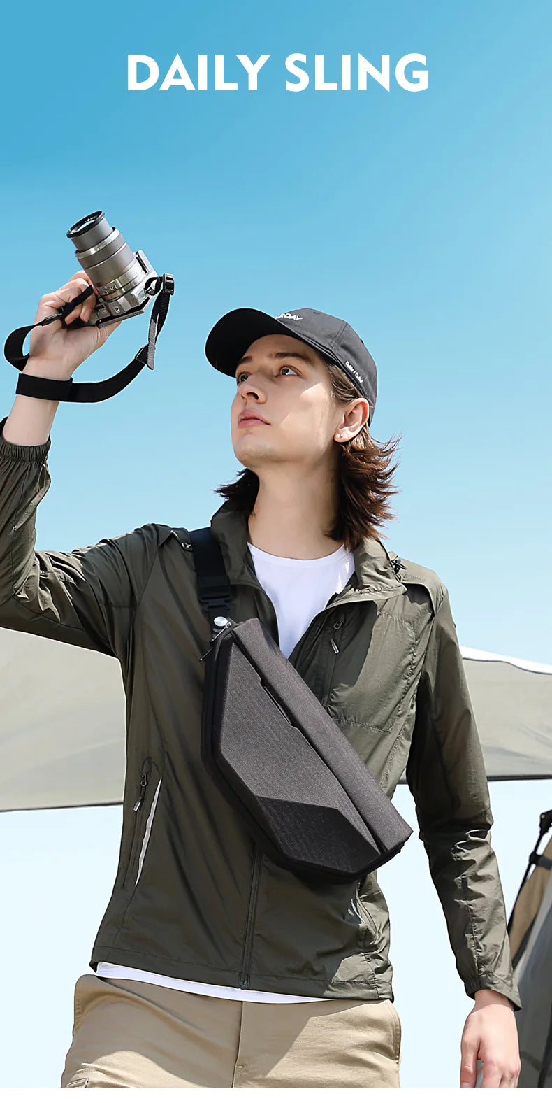 0029 BANGE Waterproof Sling Bag – Men’s Chest Pack with USB Charging, Fits iPad Mini