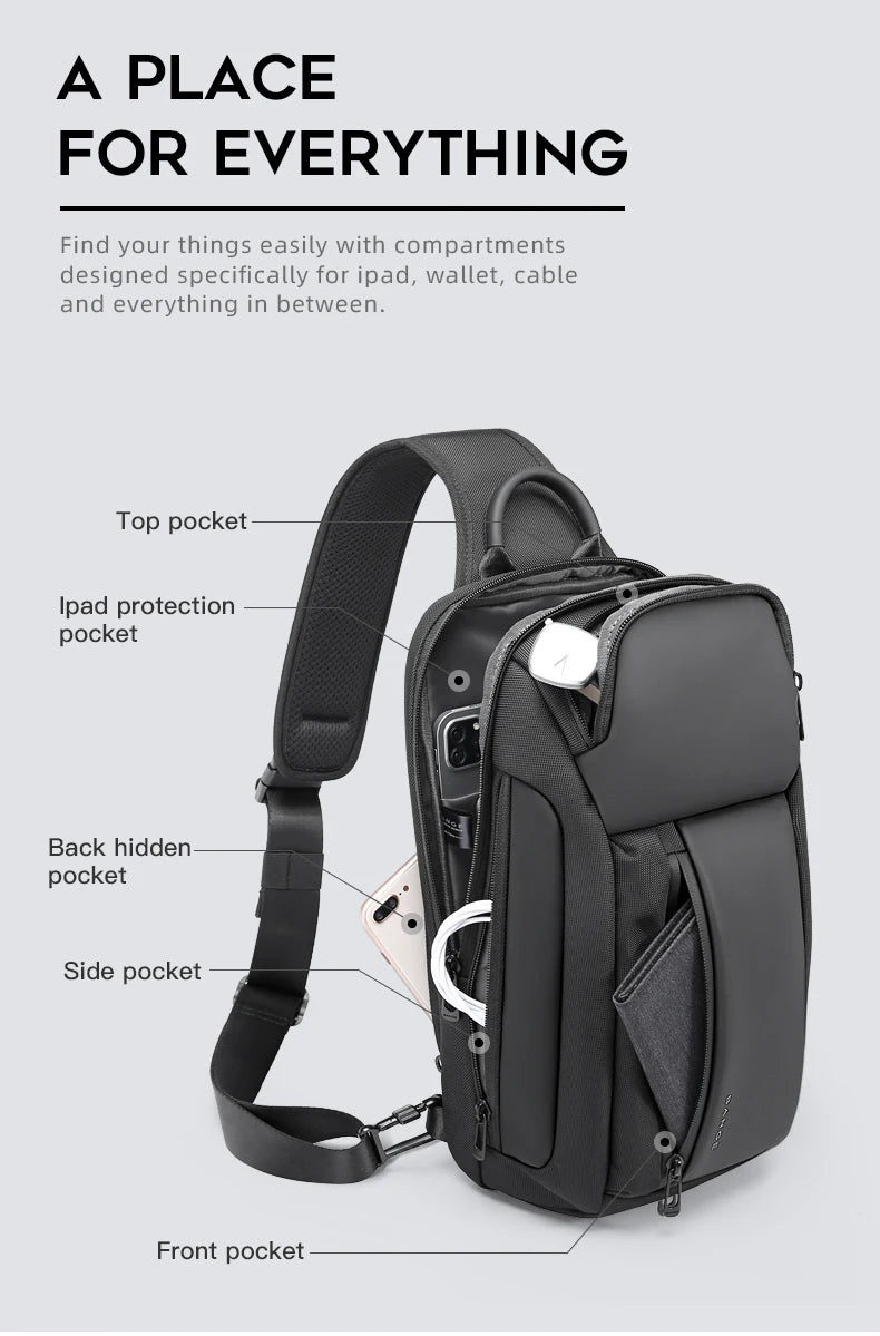 0022 BANGE Chest Bag – Waterproof Oxford Crossbody & Shoulder Satchel with Large Capacity for Men