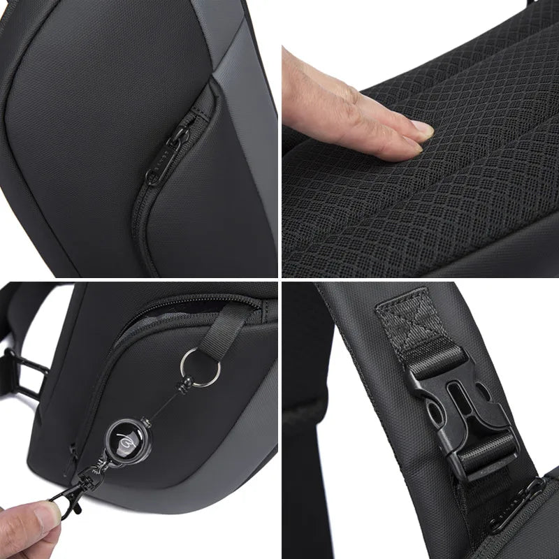 0031 BANGE Waterproof Chest Bag – Korean Style Sling Pack, Fashion Crossbody Satchel for Men