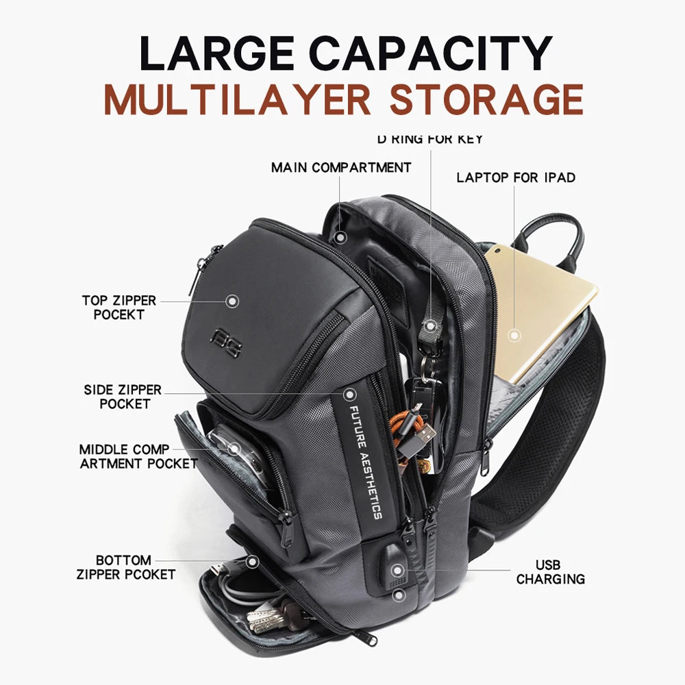 BANGE Anti-Theft Crossbody Bag – Waterproof Shoulder & Chest Pack for Men