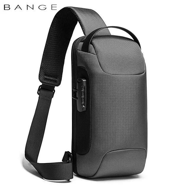 0052 BANGE Chest Bag – Waterproof Anti-Theft Crossbody Sling & Messenger Pack with USB Charging for Men