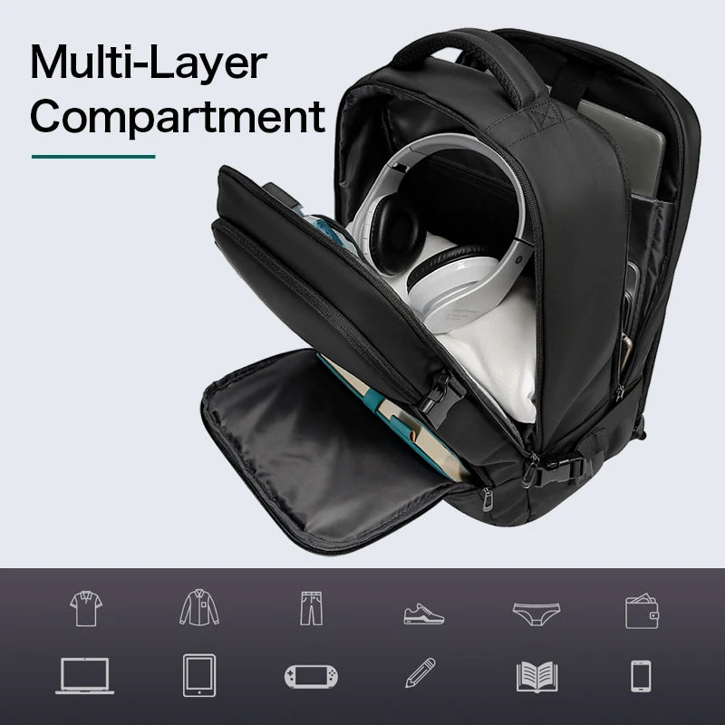 0010 BANGE Travel Backpack – Waterproof 15.6 Inch Laptop Bag with USB Charging, Large Capacity for Men