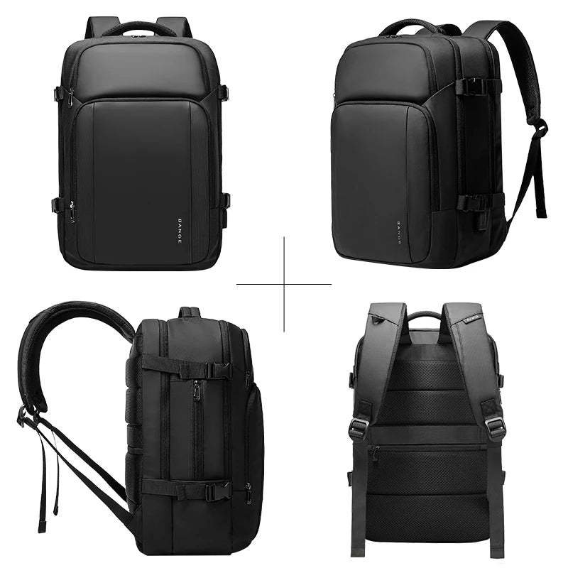 0010 BANGE Travel Backpack – Waterproof 15.6 Inch Laptop Bag with USB Charging, Large Capacity for Men