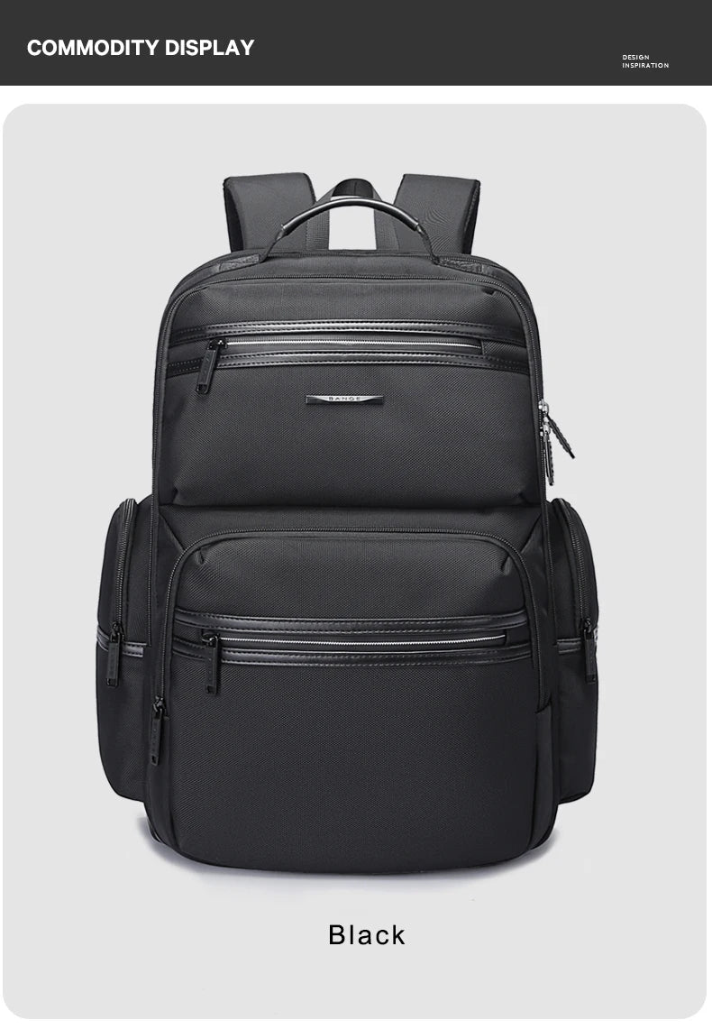 0057 BANGE Anti-Theft Laptop Backpack – Waterproof 15.6 Inch Oxford Bag with USB Charging for Men