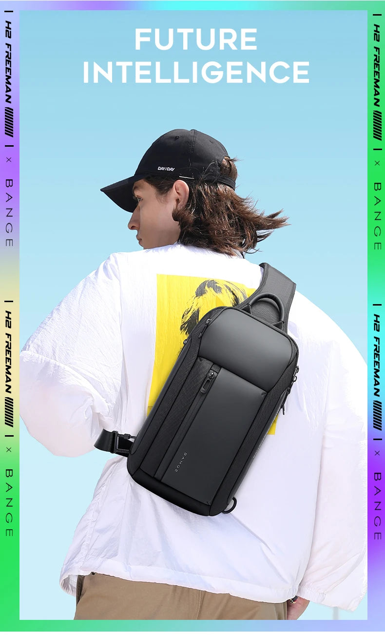 0022 BANGE Chest Bag – Waterproof Oxford Crossbody & Shoulder Satchel with Large Capacity for Men