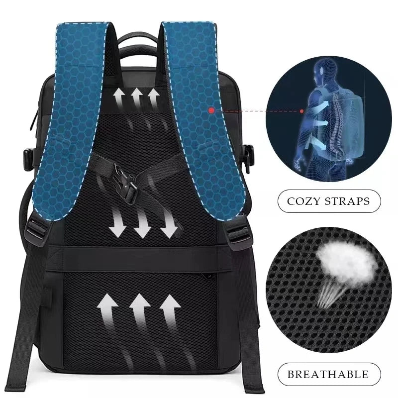0015 BANGE Expandable Backpack – Waterproof 17 Inch Laptop Bag for Men, Travel & Work