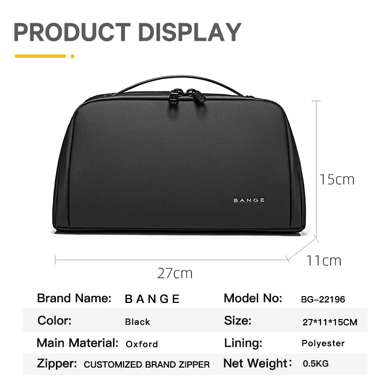 0013 BANGE Toiletry Bag – Waterproof Oxford Fabric Hanging Travel Organizer for Men & Women