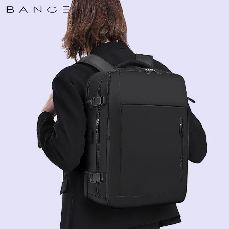 0018 BANGE Laptop Backpack – Waterproof 15.6 Inch Bag with USB Charging, Business & Travel
