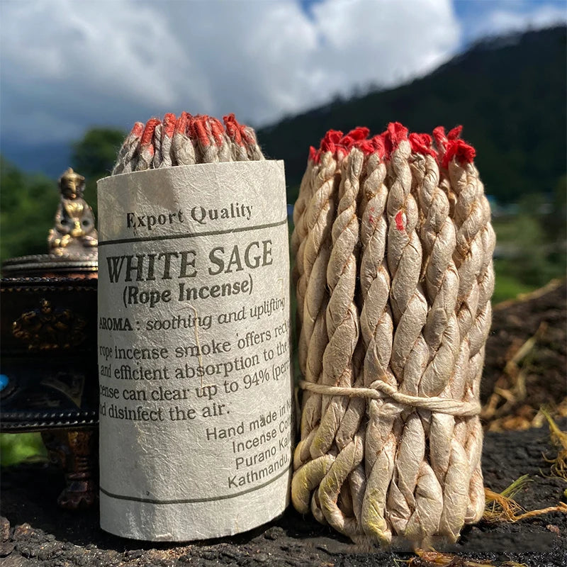 0100 40PCS Himalayan Rope Incense – Yoga Aromatherapy Handmade Rope Fragrance with Sage, Patchouli & Cedar