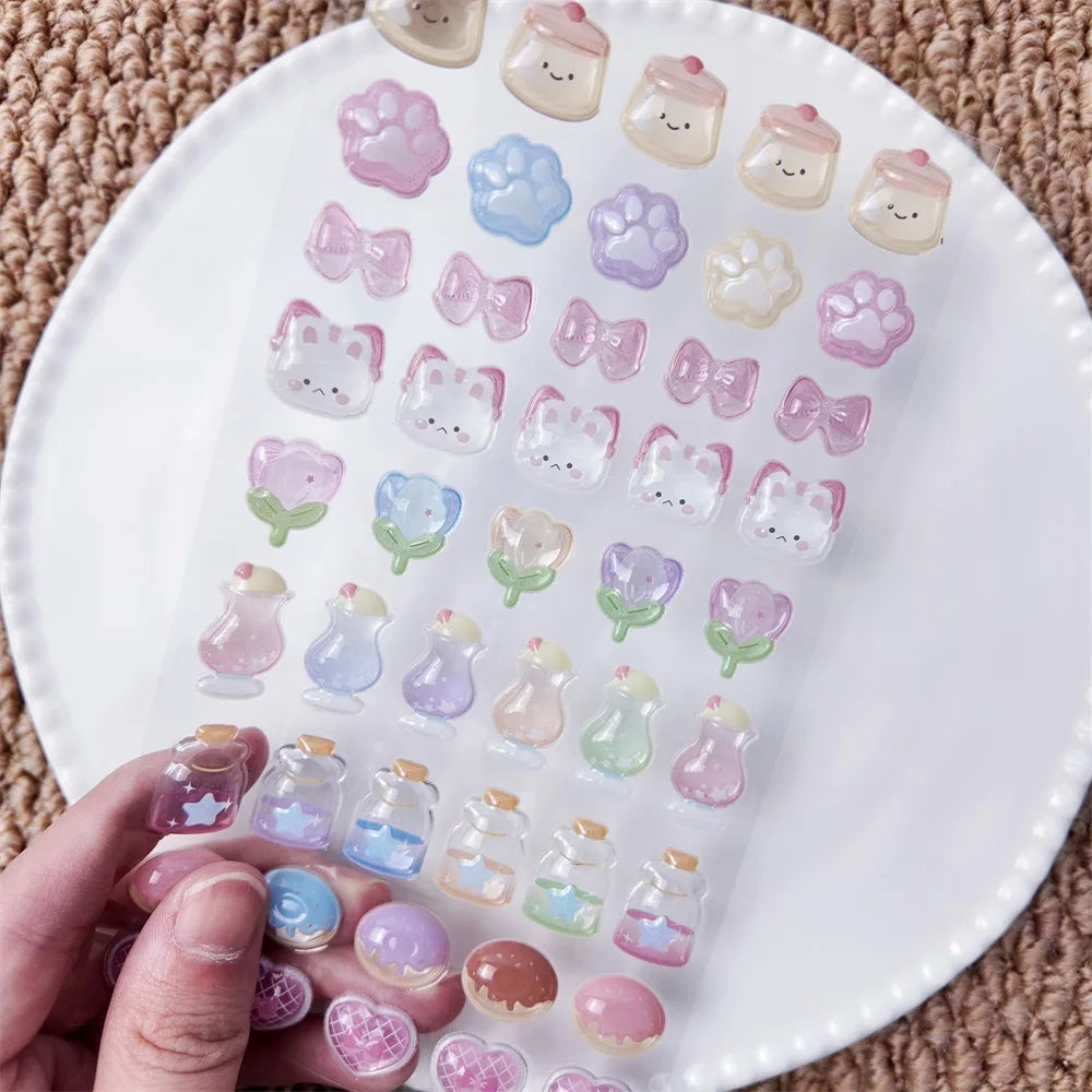 0122 Kawaii 3D Cartoon Relief Stickers – Cute Small Creative Elements for DIY Diary, Scrapbook & Handmade Decoration