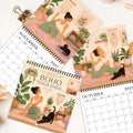 0152 2027 Boho Yoga Days Calendar - Boho Yoga Wall Calendar 21cm With Black Cat | 12 Months Yoga Poses + Free Stickers