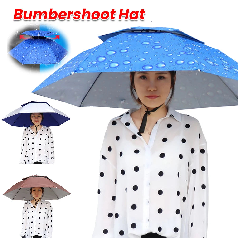 0143 Hands‑Free Umbrella Hat – Wearable Rain & Sun Protection for Outdoor Activities