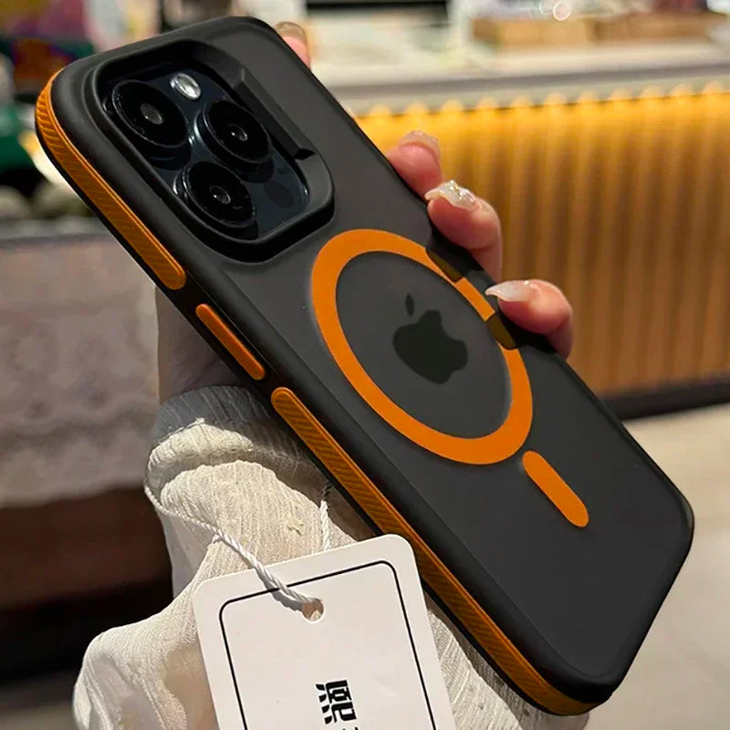 0069 Bicolor Matte Magnetic Case – iPhone 17/16 Pro Max, Translucent Shockproof Cover