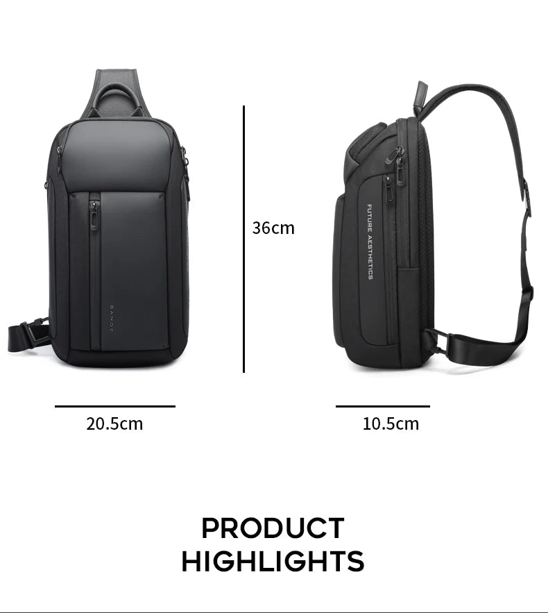 0022 BANGE Chest Bag – Waterproof Oxford Crossbody & Shoulder Satchel with Large Capacity for Men