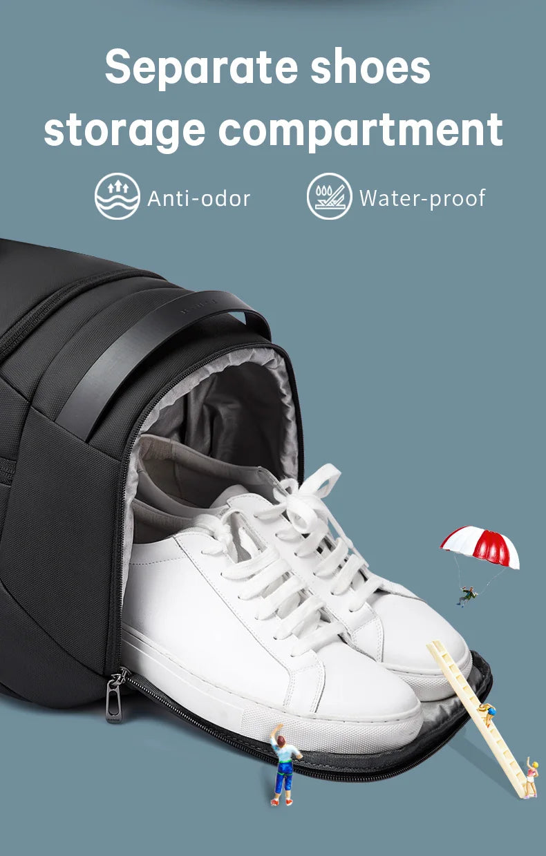 0027 BANGE Sports Duffel Bag – Waterproof 21‑Inch Gym Bag with Shoe & Wet/Dry Compartments