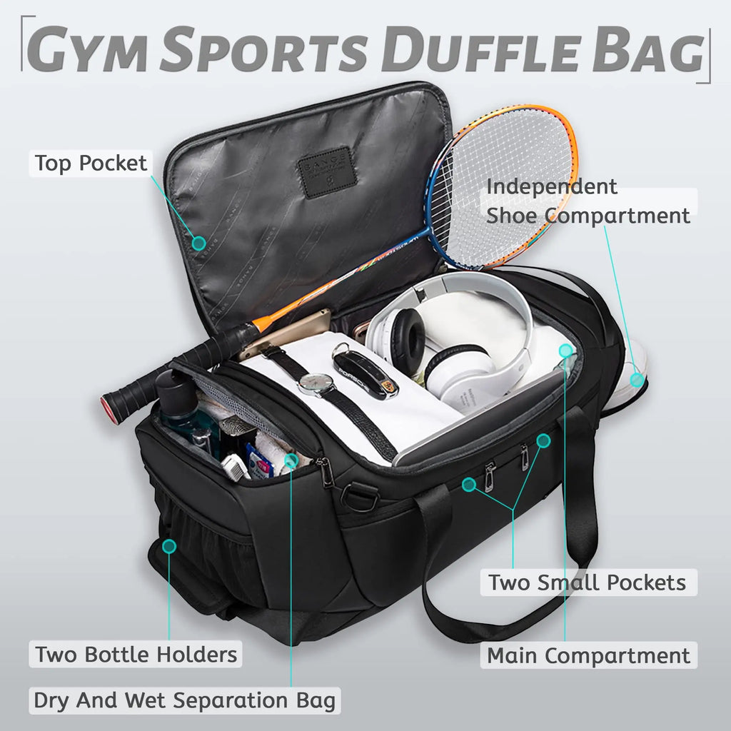 0027 BANGE Sports Duffel Bag – Waterproof 21‑Inch Gym Bag with Shoe & Wet/Dry Compartments