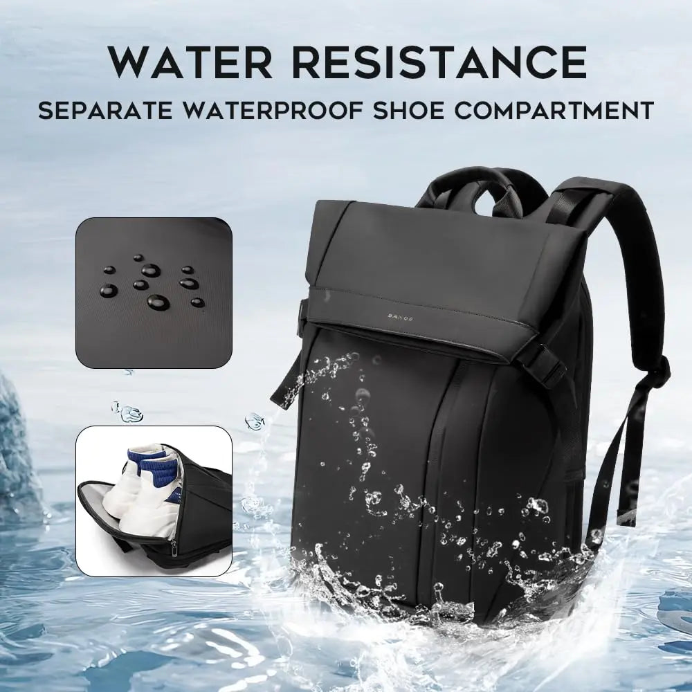 0043 BANGE Fashion Backpack – Waterproof 15.6 Inch Laptop Bag, Multifunctional Travel & School Rucksack
