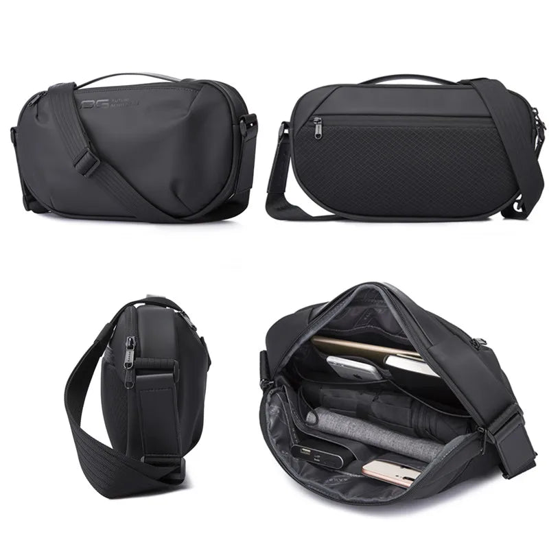 BANGE Men's Waterproof Crossbody Bag Oxford Large Capacity Multifunction Anti-theft Sling Shoulder Messenger Chest Bag Pack