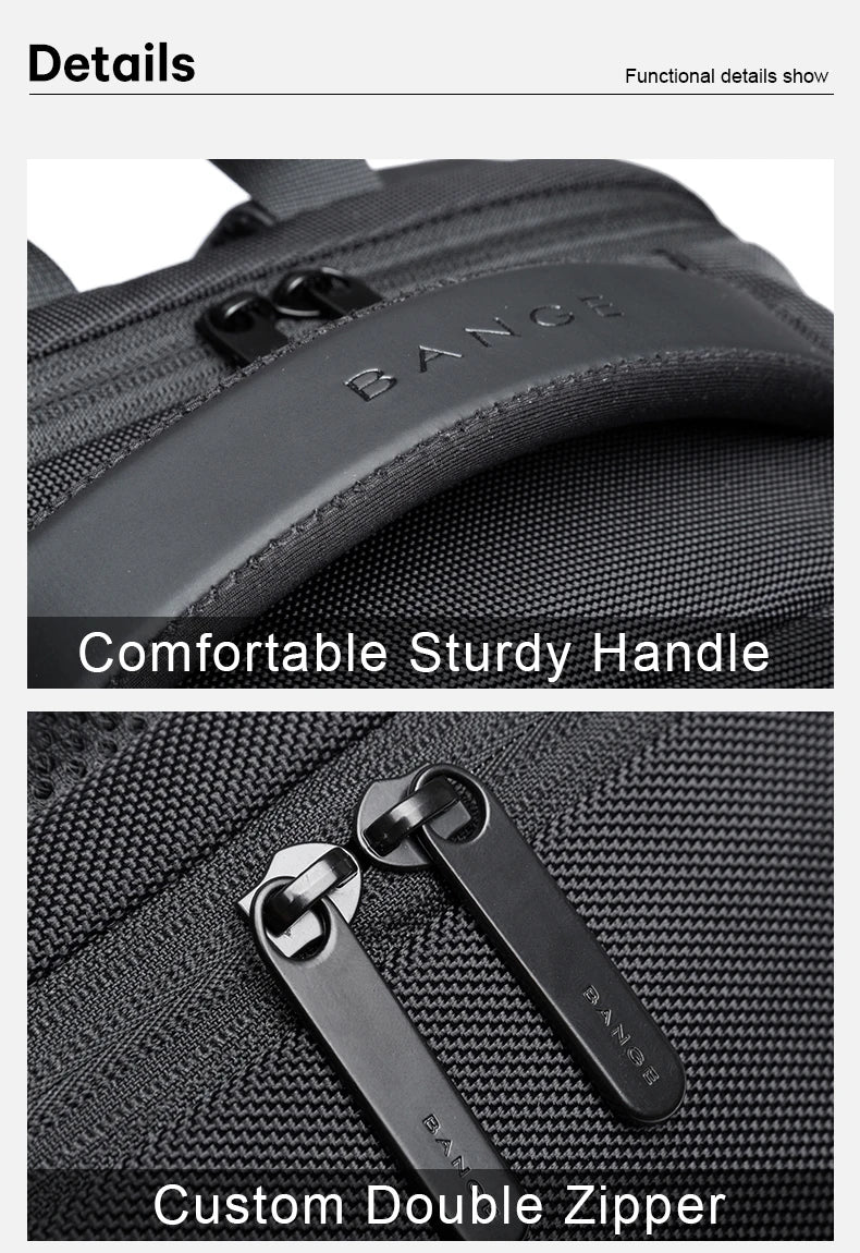 0055 BANGE Waterproof Backpack – 15.6 Inch Laptop Bag with USB Charging, Travel & School Rucksack for Men & Women