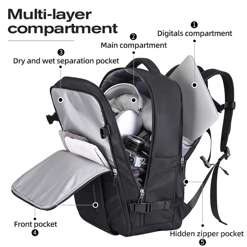 0018 BANGE Laptop Backpack – Waterproof 15.6 Inch Bag with USB Charging, Business & Travel