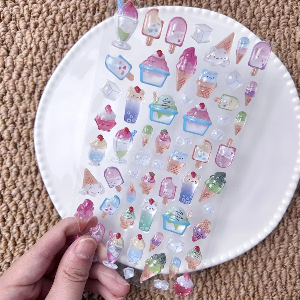 0122 Kawaii 3D Cartoon Relief Stickers – Cute Small Creative Elements for DIY Diary, Scrapbook & Handmade Decoration