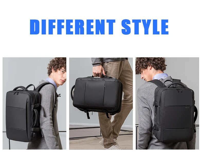 0015 BANGE Expandable Backpack – Waterproof 17 Inch Laptop Bag for Men, Travel & Work
