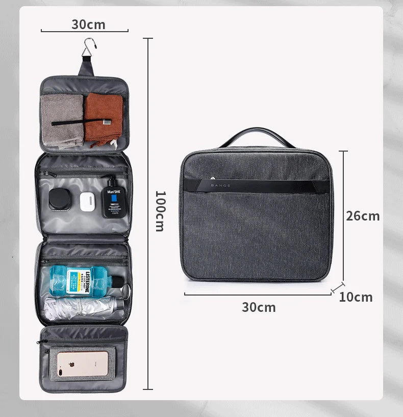 0016 BANGE Makeup Bag – Waterproof Travel Cosmetic Organizer for Women, Portable & Stylish