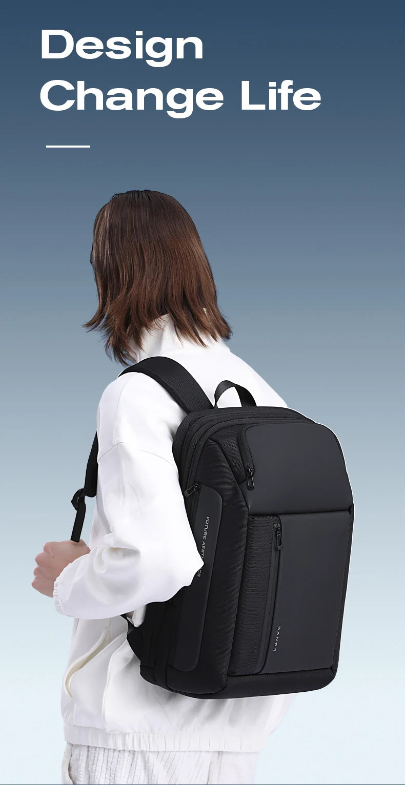 2024 New Fashion Men Business Backpack 15.6 in Laptop Backpack Work Man Bag Unisex Black Travel Male Backpack Mochila Waterproof