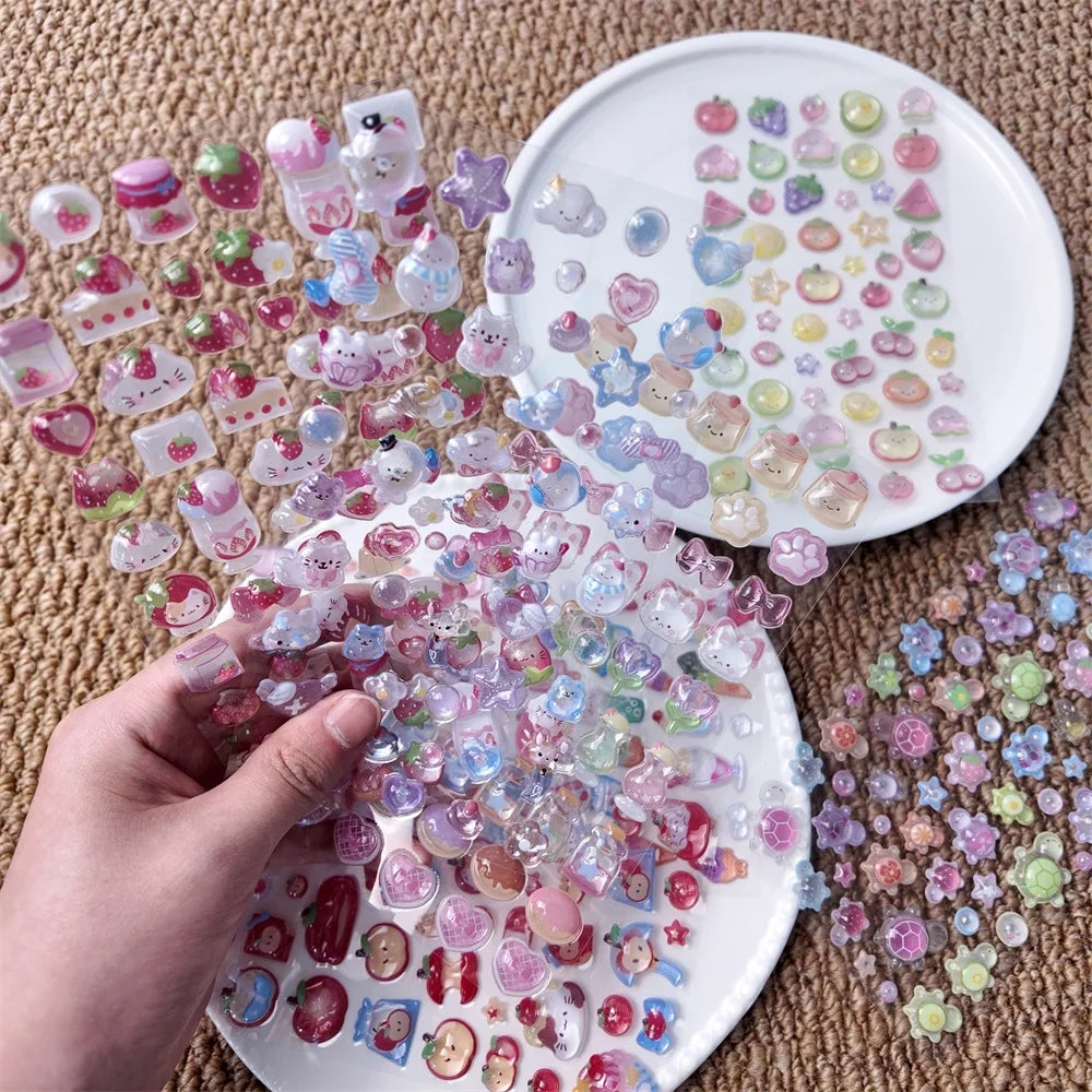 0122 Kawaii 3D Cartoon Relief Stickers – Cute Small Creative Elements for DIY Diary, Scrapbook & Handmade Decoration