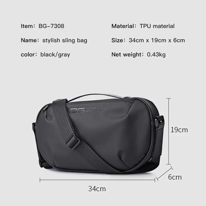 BANGE Men's Waterproof Crossbody Bag Oxford Large Capacity Multifunction Anti-theft Sling Shoulder Messenger Chest Bag Pack