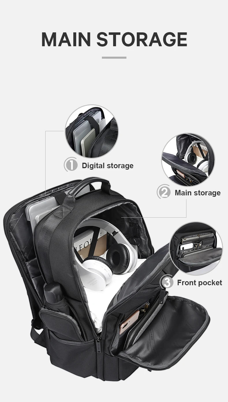 0057 BANGE Anti-Theft Laptop Backpack – Waterproof 15.6 Inch Oxford Bag with USB Charging for Men